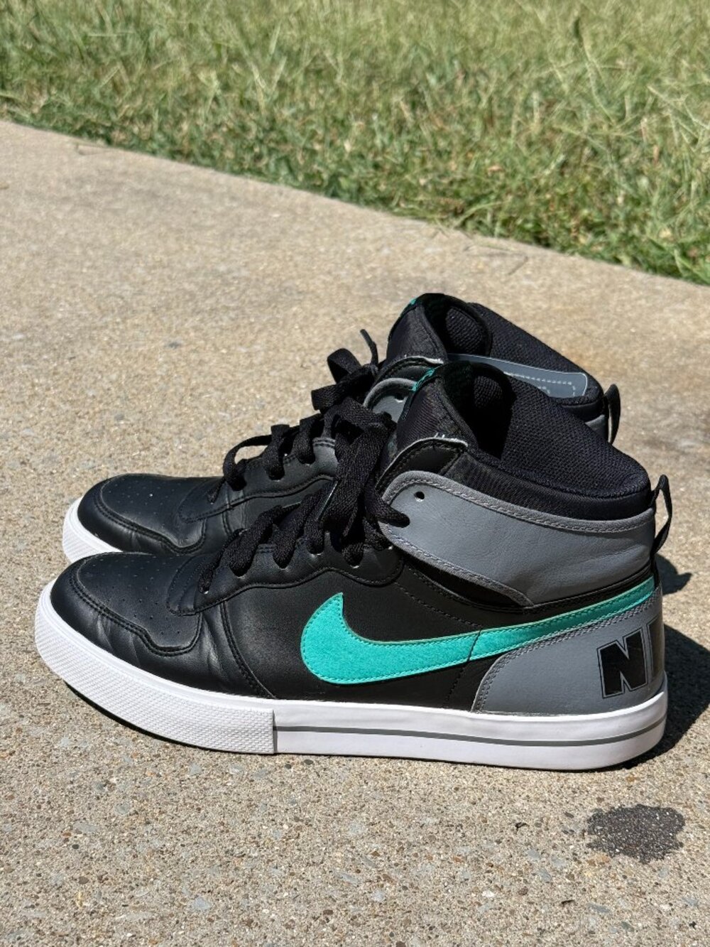 Nike Big High AC Mens 10.5 Black Teal High Tops Y2K Skate Streetwear Retro4247